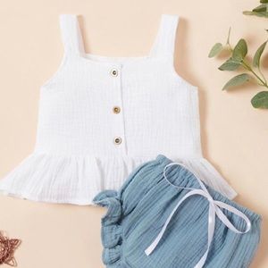 Baby Set White Top With Blue Bottoms